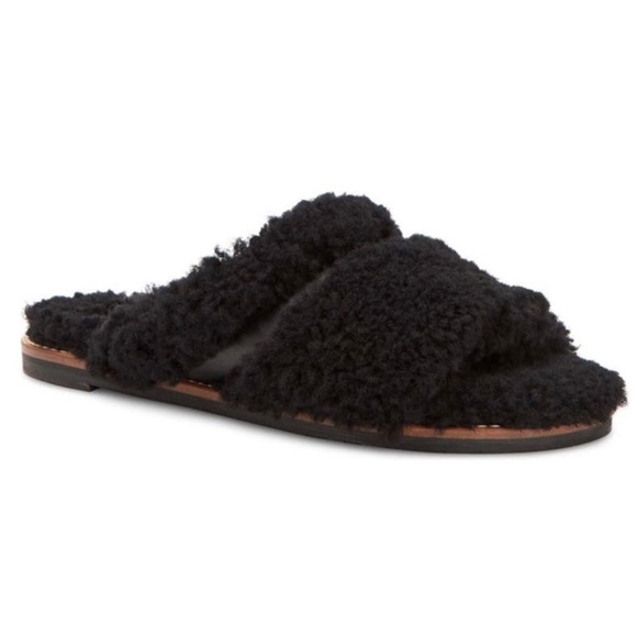 Aquatalia Shoes - Aquatalia Alina Genuine Shearling & Leather Slipper Slide Sandal Mule Size 7.5